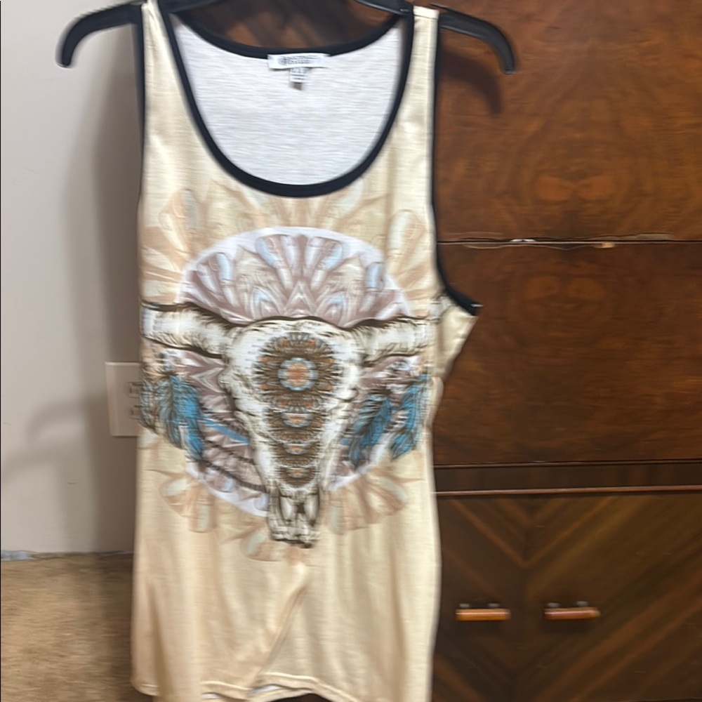 Cream Mini Dress with Blue Graphic dress Style